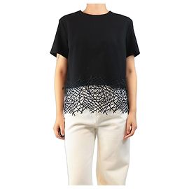 Christopher Kane Black short-sleeved wool crepe top - size UK 12 Black