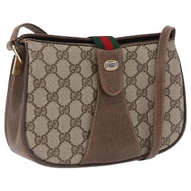 GUCCI GG Supreme Web Sherry Line Shoulder Bag PVC Beige 72 02 024 Outro