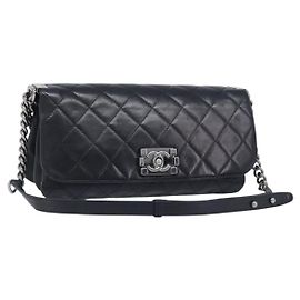 CHANEL Matelasse Chain Shoulder Bag Lamb Skin Black Silver CC Altro