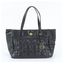 Saco Tote Coach Signature em couro acolchoado Preto