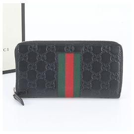 Portafoglio lungo in pelle Gucci Guccissima Sherry Line Nero