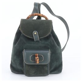 Gucci Bamboo 2-Way Backpack Shoulder Bag Green