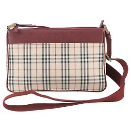Sac à épaule en cuir Burberry Nova Check Rouge Beige