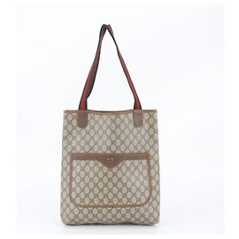 Sac cabas en cuir Gucci GG Supreme Sherry Line Marron