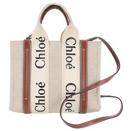 mala 2-Way Woody Small em couro Chloé Bege