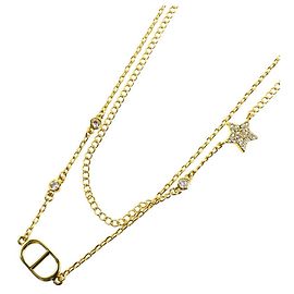 Colar Christian Dior Petit CD em metal duplo e cristais Dourado