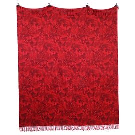 Sciarpa Valentino in cashmere rosso con stampa a farfalla Rosso