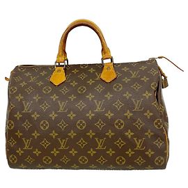 Louis Vuitton Monogram Speedy 35 Handbag Brown