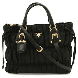 Prada Tessuto Gathered Tote Bag Schwarz