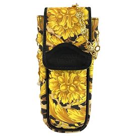 Bolso de hombro Versace con estampado de leopardo y cadena Negro Amarillo