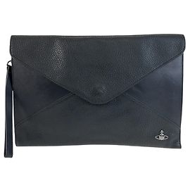 Vivienne Westwood Black Leather Clutch Bag Black
