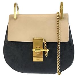 Bolsa de Ombro Chloé Drew em Couro com Corrente Preto Bege