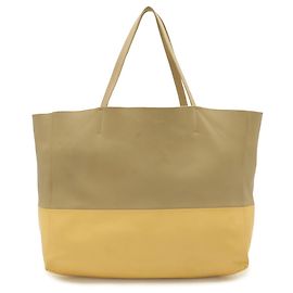 Céline Borsa Tote Orizzontale Bicolore Celine Beige Crudo Giallo Sabbia