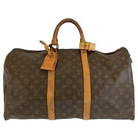Louis Vuitton Monogram Keepall 50 Boston Bag Brown