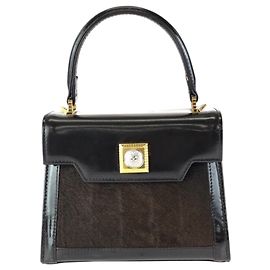 Borsa Versace Sunburst in pelle pony Marrone scuro