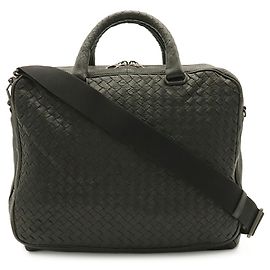 Bottega Veneta Intrecciato Leather Handbag Black