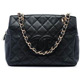 Chanel Black Petite Caviar Timeless Tote Negro