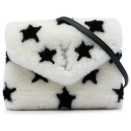 Autre Marque Bolsa Tiracolo Loulou em Shearling Branco com Estampa de Estrelas Saint Laurent Branco