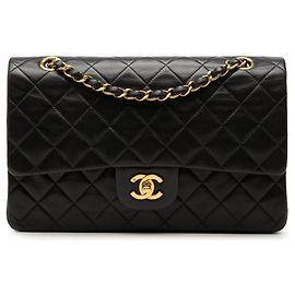 Chanel Black Medium Classic Lambskin Double Flap Black