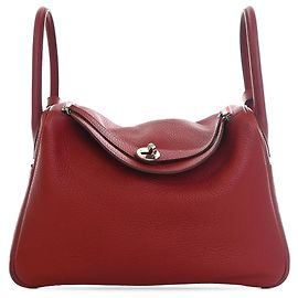 Hermès Red Clemence Lindy 30 Rosso Bordò