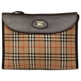 Burberry Beige Haymarket Check Canvas Clutch Beige