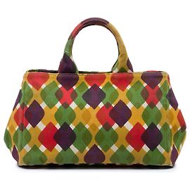 Prada Multi Canvas Canapa Stampata Tote Multicolor