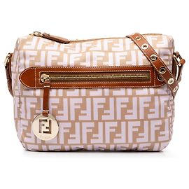 Bolsa Tiracolo Fendi Brown Zucca Canvas Marrom Castanho claro