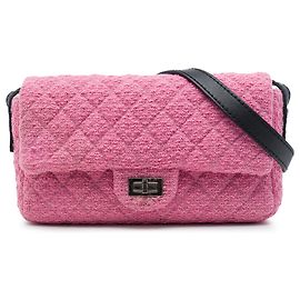 Chanel Pink Small Quilted Tweed Reissue 2.55 Easy Messenger Flap Outro