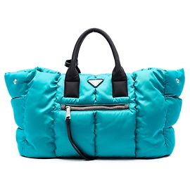 Bolsa Satchel Bomber Prada em Tessuto Azul Large Azul Turquesa