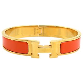 Bracelete Clic H PM em esmalte laranja Hermès Narrow Outro