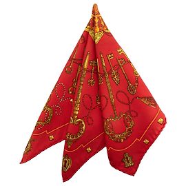 Hermès Red Les Cles Seidentuch Rot