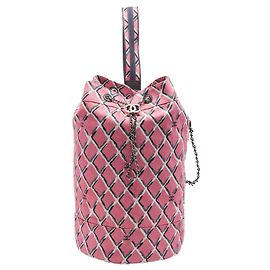 Bolso bandolera de cordón Chanel Coco Beach en lona estampada rosa Rosa