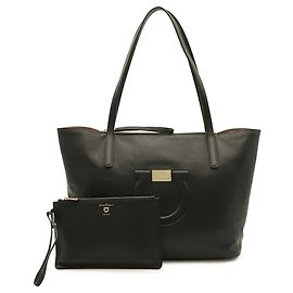 Salvatore Ferragamo Gancini Tote Bag Black