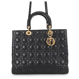 Christian Dior Lady Cannage Large 2-way Handtasche Schwarz