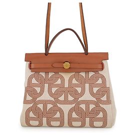 Hermès Bolsa Hermes Herbag Zip PM Marrom Bege Cru