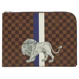 Louis Vuitton Damier Pochette Jour GM Castaño Blanco Azul marino Damier ebene