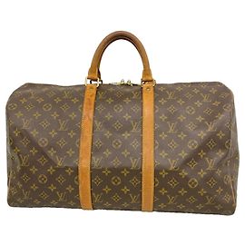 Louis Vuitton Boston Monogram Keepall 50 Bag Brown