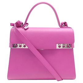 NOVA BOLSA DE MÃO DELVAUX TEMPETE MM EM COURO ROSA BOLSA DE TIRA PURSE Rosa
