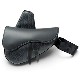NEUE CHRISTIAN DIOR SADDLE TASCHE TOILE CD DIAMOND SCHWARZES LEDER SCHULTERTASCHE Schwarz