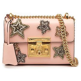 Bolsa de Ombro Gucci Padlock Star Chain Rosa