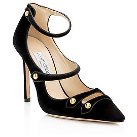 Jimmy Choo Velvet Lacey Pumps - Size 9 / 39 Nero