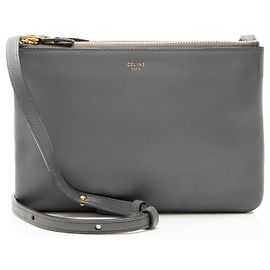 Céline Celine Lambskin Trio Small Crossbody Gris