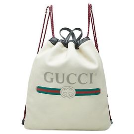 Gucci Shelley Line Rucksack mit Kordzug Braun Beige