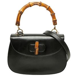 Sac à main Gucci Bamboo noir Noir