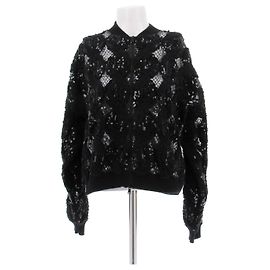 Brunello Cucinelli Bomber en tissu et strass noirs Black