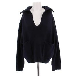 Magda Butrym Marineblauer Pullover aus Wolle und Kaschmir Marineblau