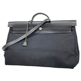 Hermès Bolsa Hermes Herbag GM Toile Officier Preto