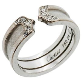 Cartier C2 18K White Gold Diamond Band Ring Other