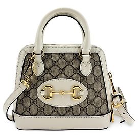 Gucci Horsebit 1955 Top Handle GG Coated Canvas with Leather Mini Beige