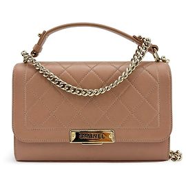 Chanel Label Click Flap Quilted Calfskin Small Marron